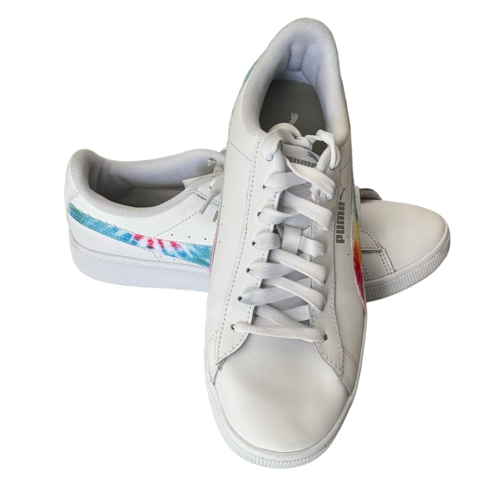 PUMA Vikky V2 L  White Tie Dye Sneakers Low Size 9.5 Tennis Shoes